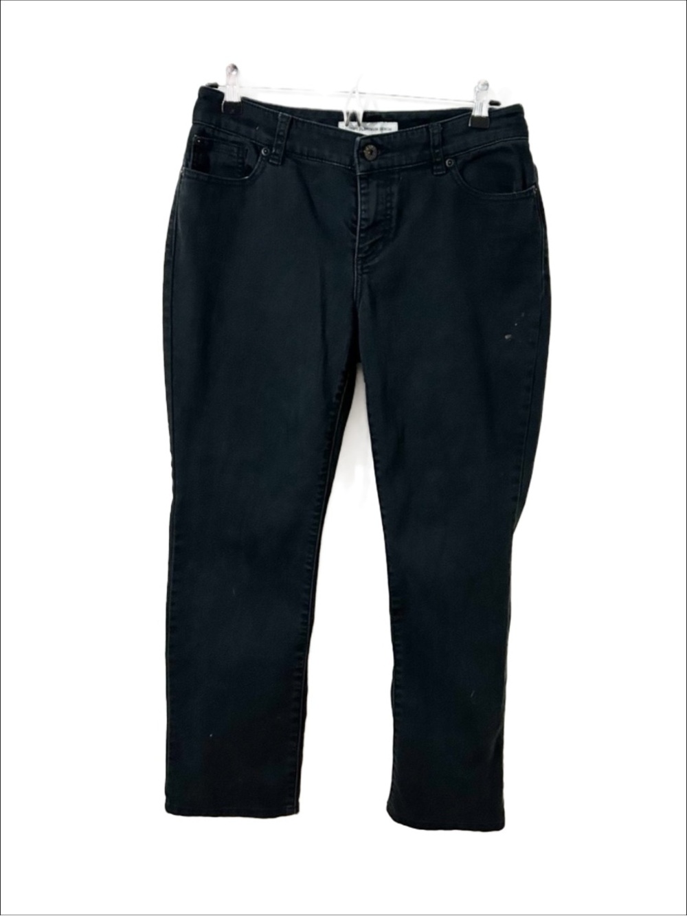 Chico's Platinum Denim Short Length Black Jeans Five Pocket Styling Size 0 🖤